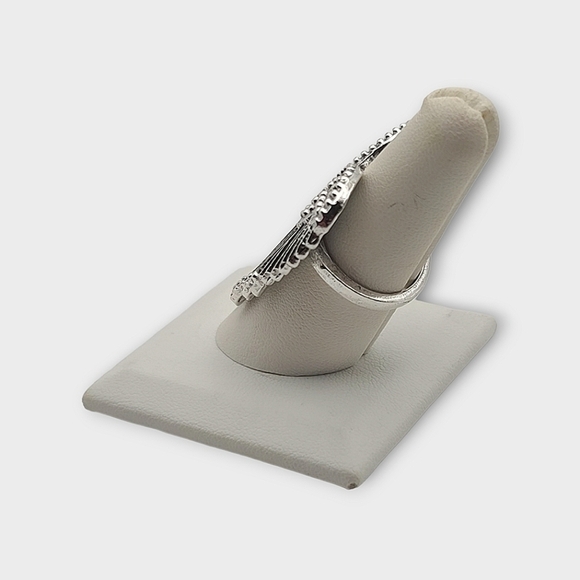 Textured Angel Wings Antique Silver Tone Statement Ring - Picture 4 of 10